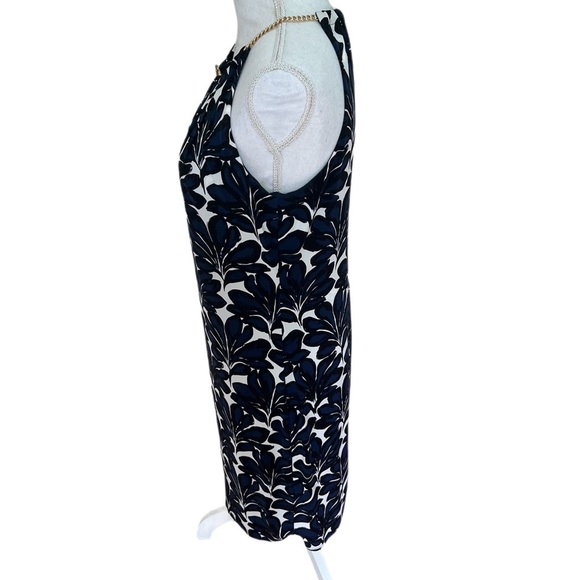Ivanka Trump Navy Palm Print Halter Shift Dress M Sophisticated Resort Preppy - Picture 3 of 9